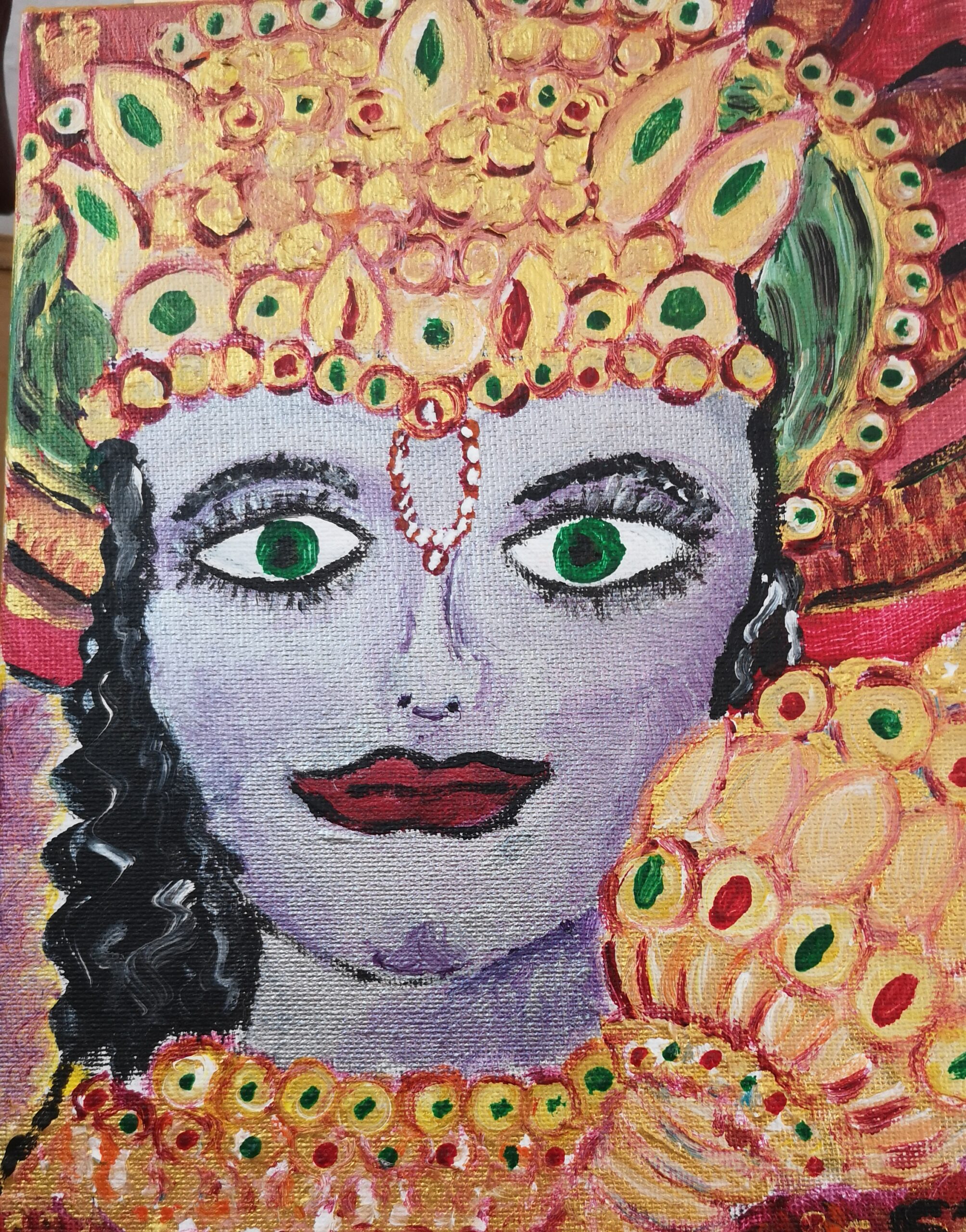 Bild von Vishnu in rot, gold und grün