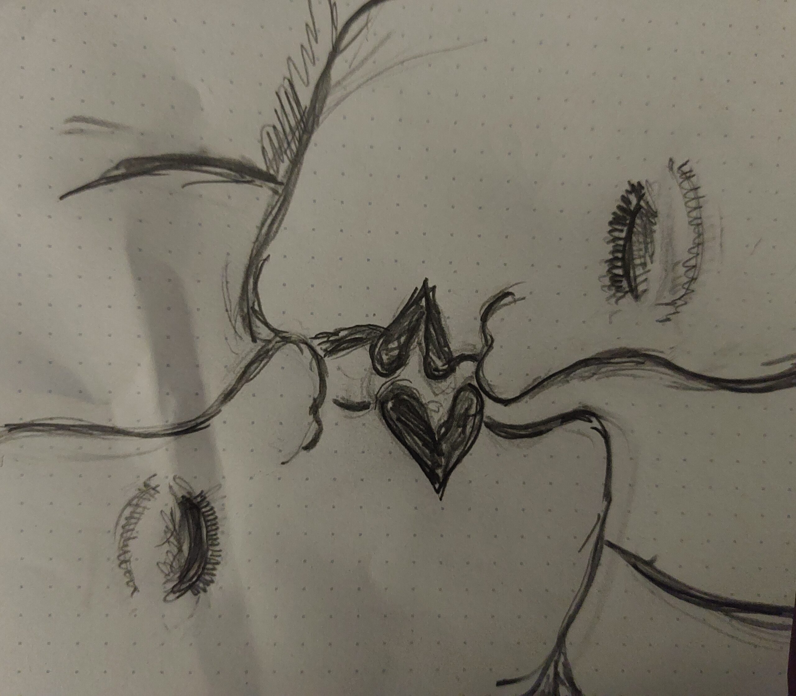 Skizze von zwei sich küssenden Gesichtern