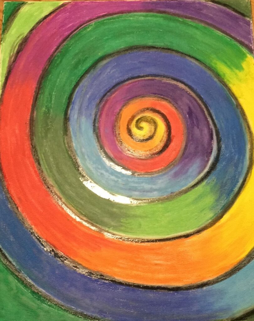 Bild einer bunten Spirale mit Farbübergängen